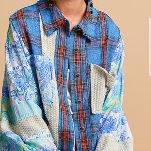 POL Multicolor Patchwork Button Down Shirt